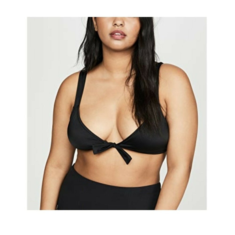 MADEWELL Bikini Top Tie-Front True Black Second Wave Tropical Women's 2X NWT